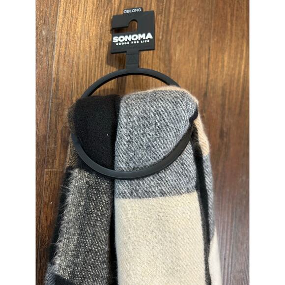 Sonoma winter scarf- brown white black plaid - Picture 1 of 3